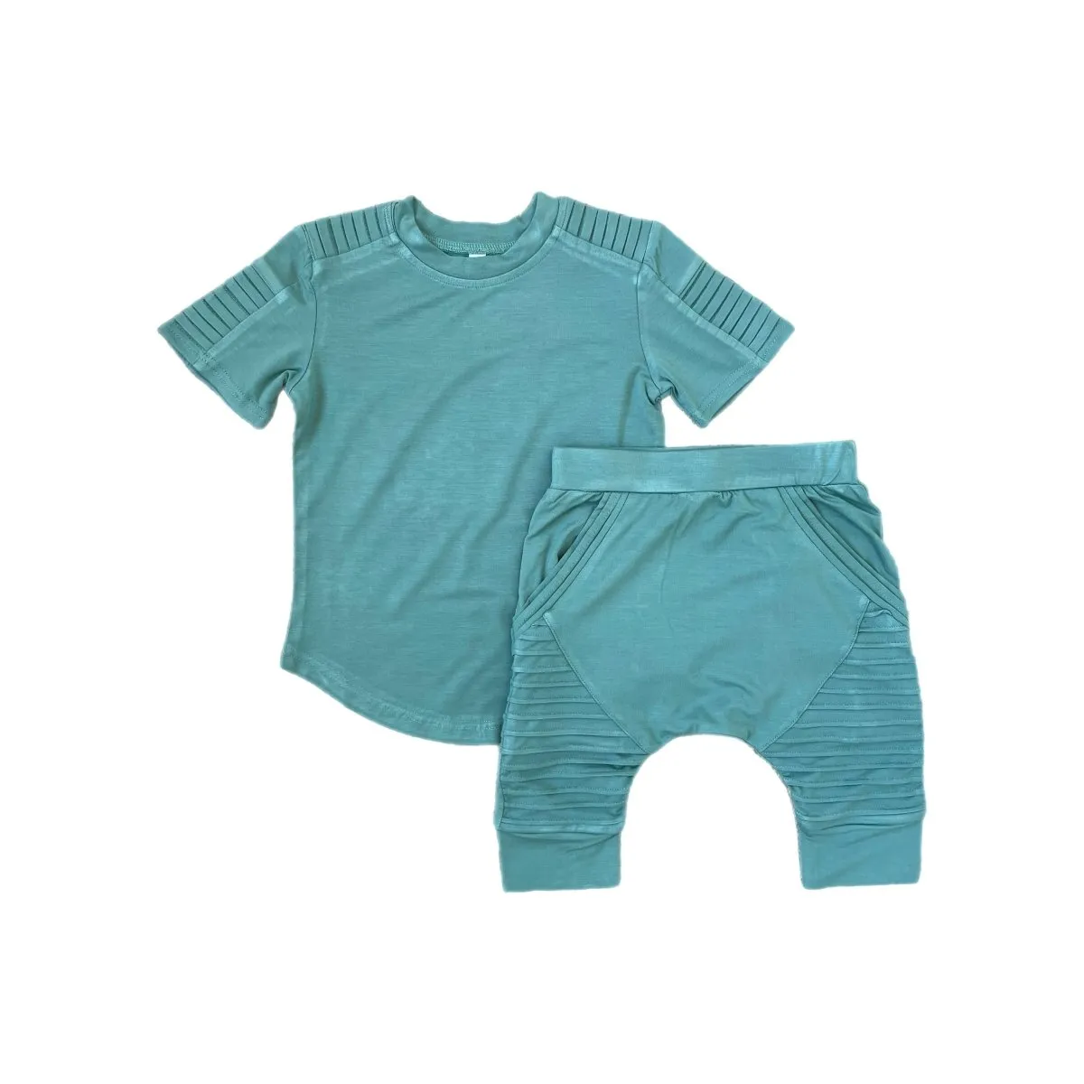 Short Sleeve Biker Shirt- Sea Green