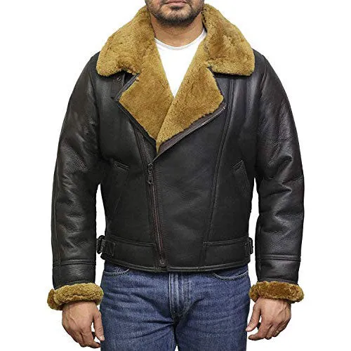 Tailor Made Men's Genuine Brown Sheepskin Leather Flying Pilot B3 Jackets