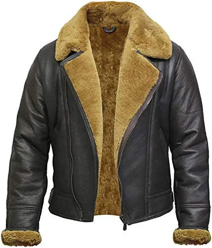 Tailor Made Men's Genuine Brown Sheepskin Leather Flying Pilot B3 Jackets