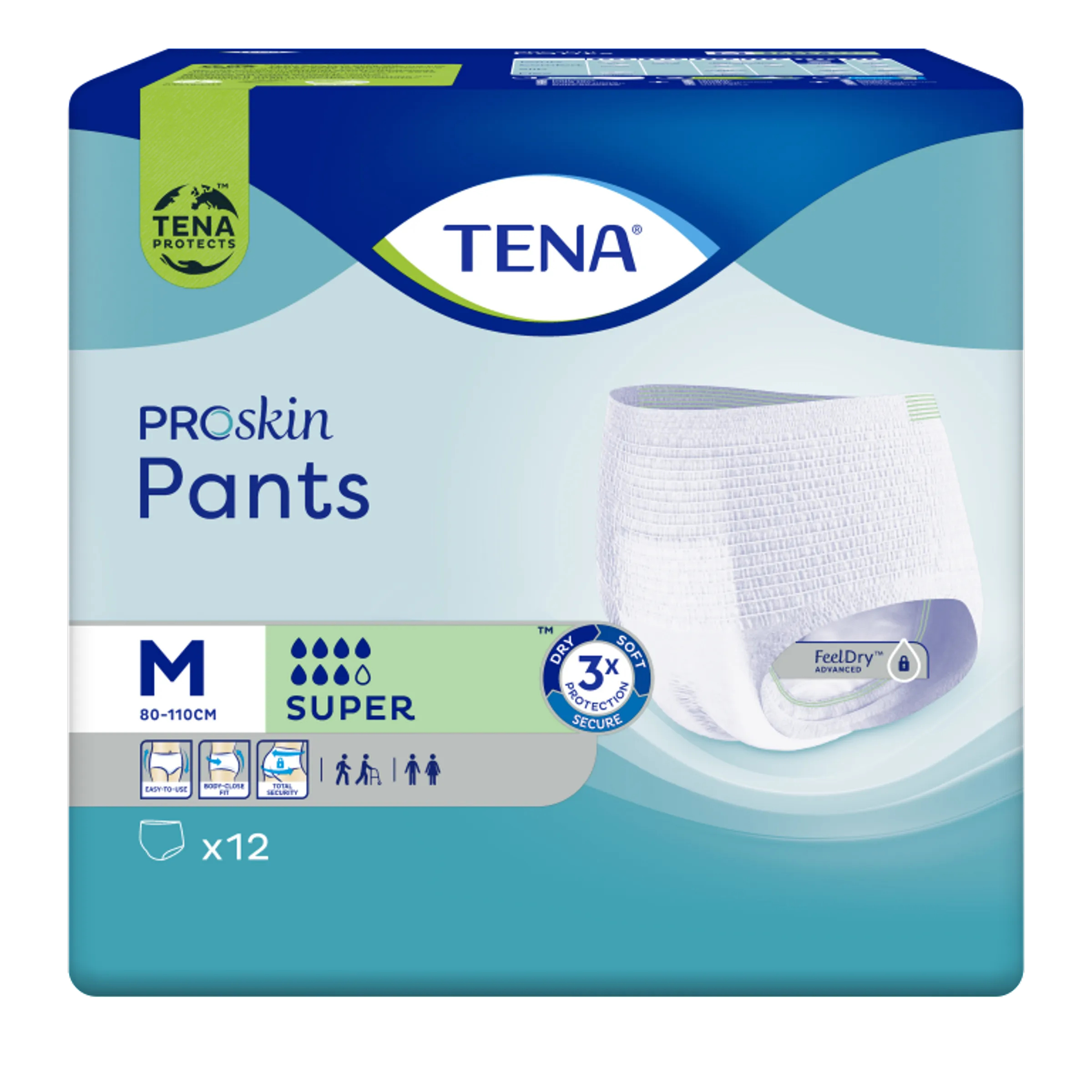 Tena Proskin Pants Super Medium 12 - Superieure absorptie, ademend & comfortabel incontinentie-ondergoed