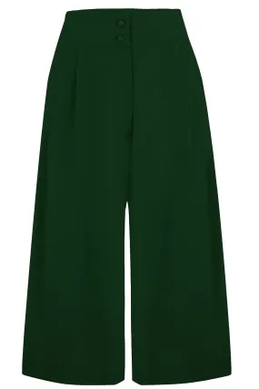 The "Sophia" Palazzo Culottes in Solid Green, Classic & Easy To Wear Vintage Inspired Style