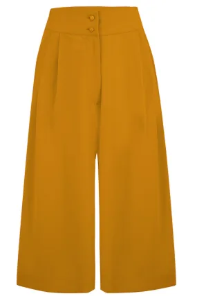 The "Sophia" Palazzo Culottes in Solid Mustard, Classic & Easy To Wear Vintage Inspired Style