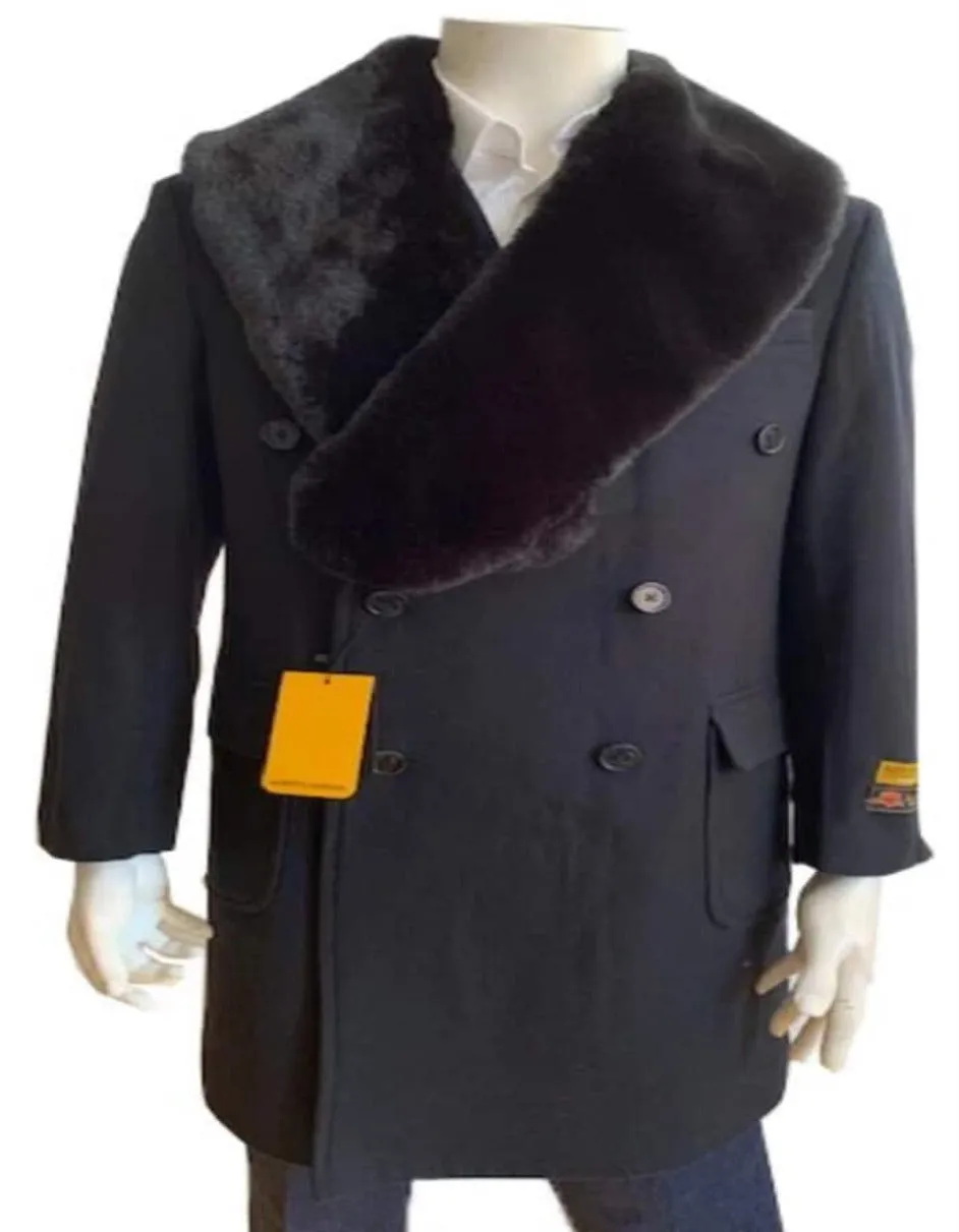 Three Quarter men's Overcoat - Wool And Cashmere Peacoat Double Breasted - Topcoat