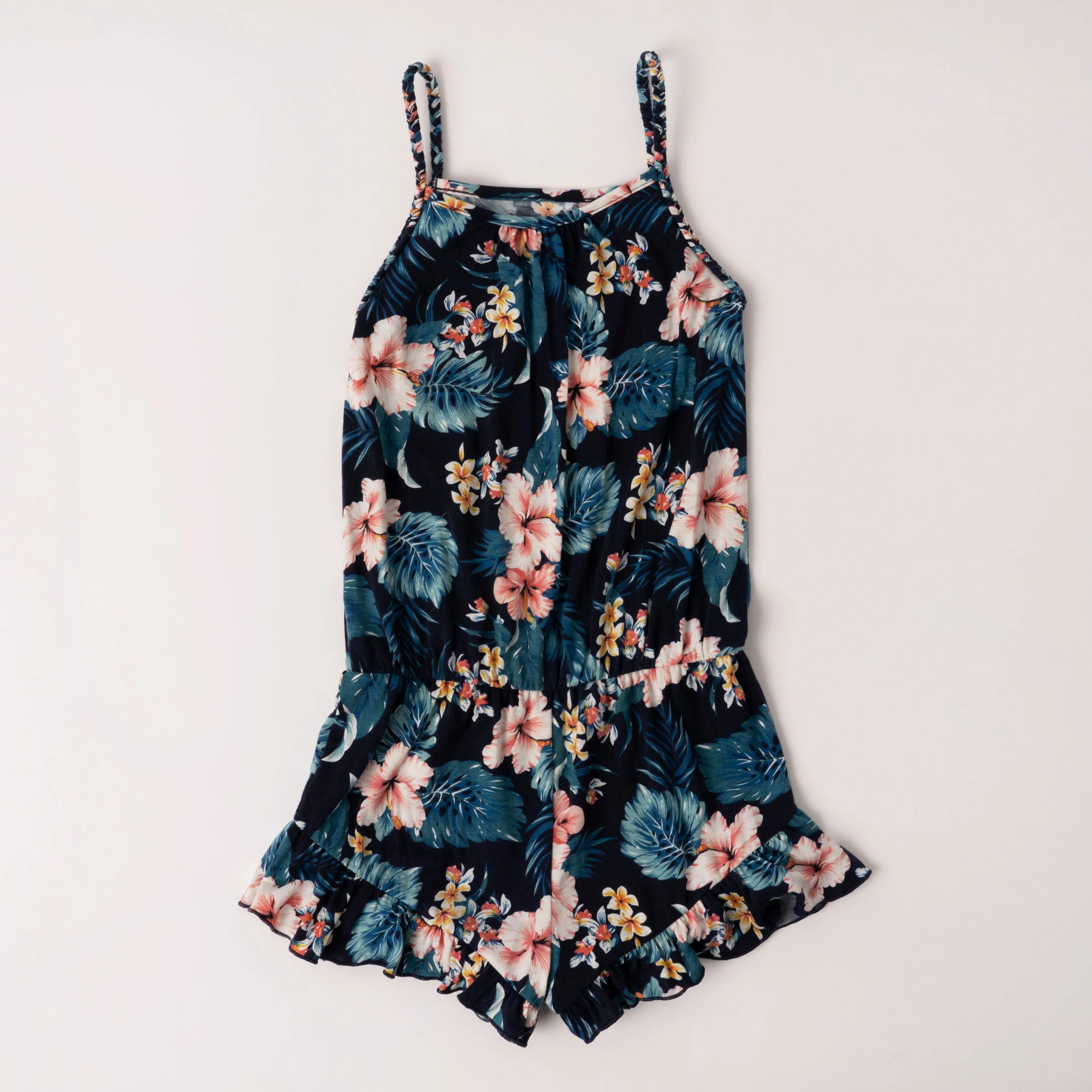 Tropical Floral Braided Romper