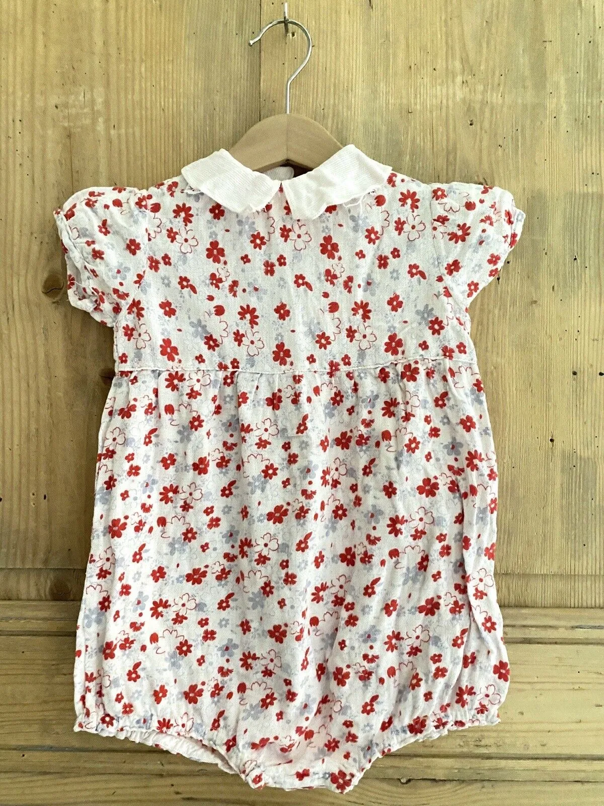 Vintage French FLORAL cotton BABY ROMPER c1950