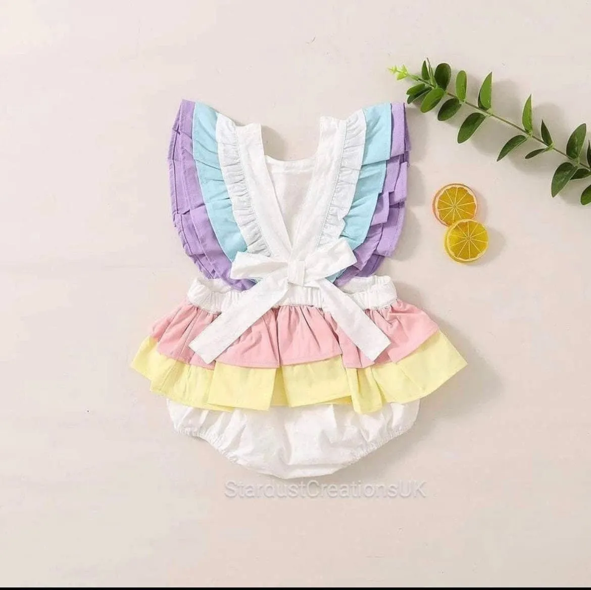 White baby girl romper for photo, Simple Smash cake outfit girl photoshoot, Cotton ruffle romper first birthday , rainbow first birthday