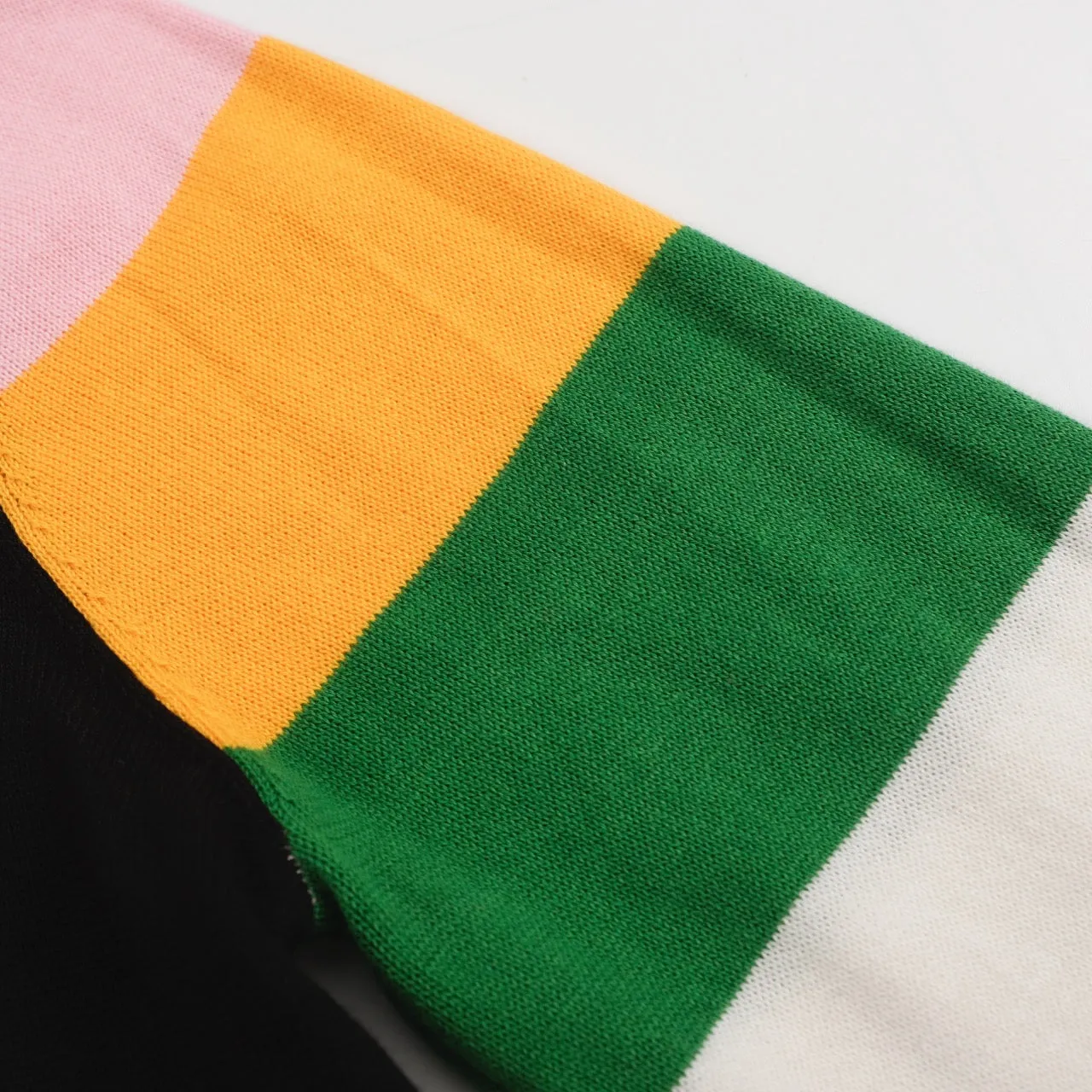 Women's black Knitted T-shirt with multicolor stripe