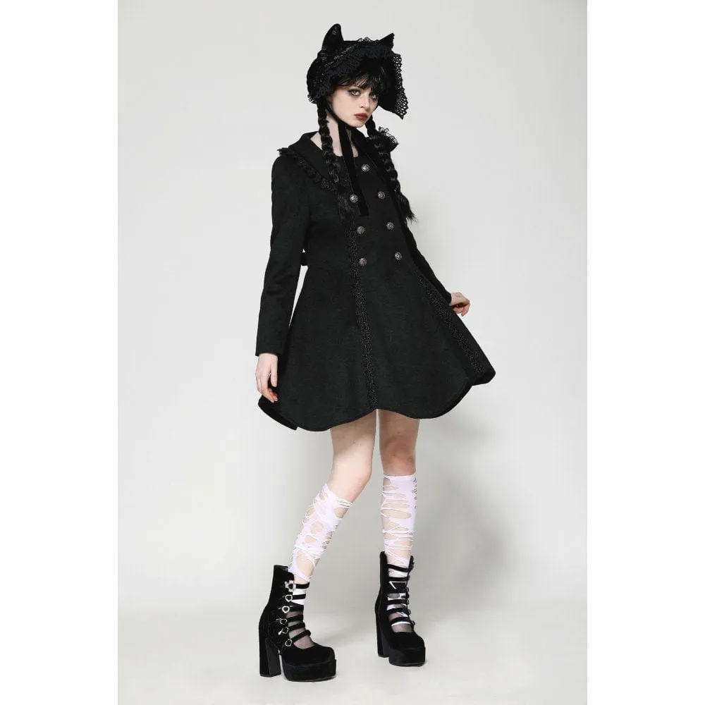 Women's Gothic Lolita Pleated Buttons Coat