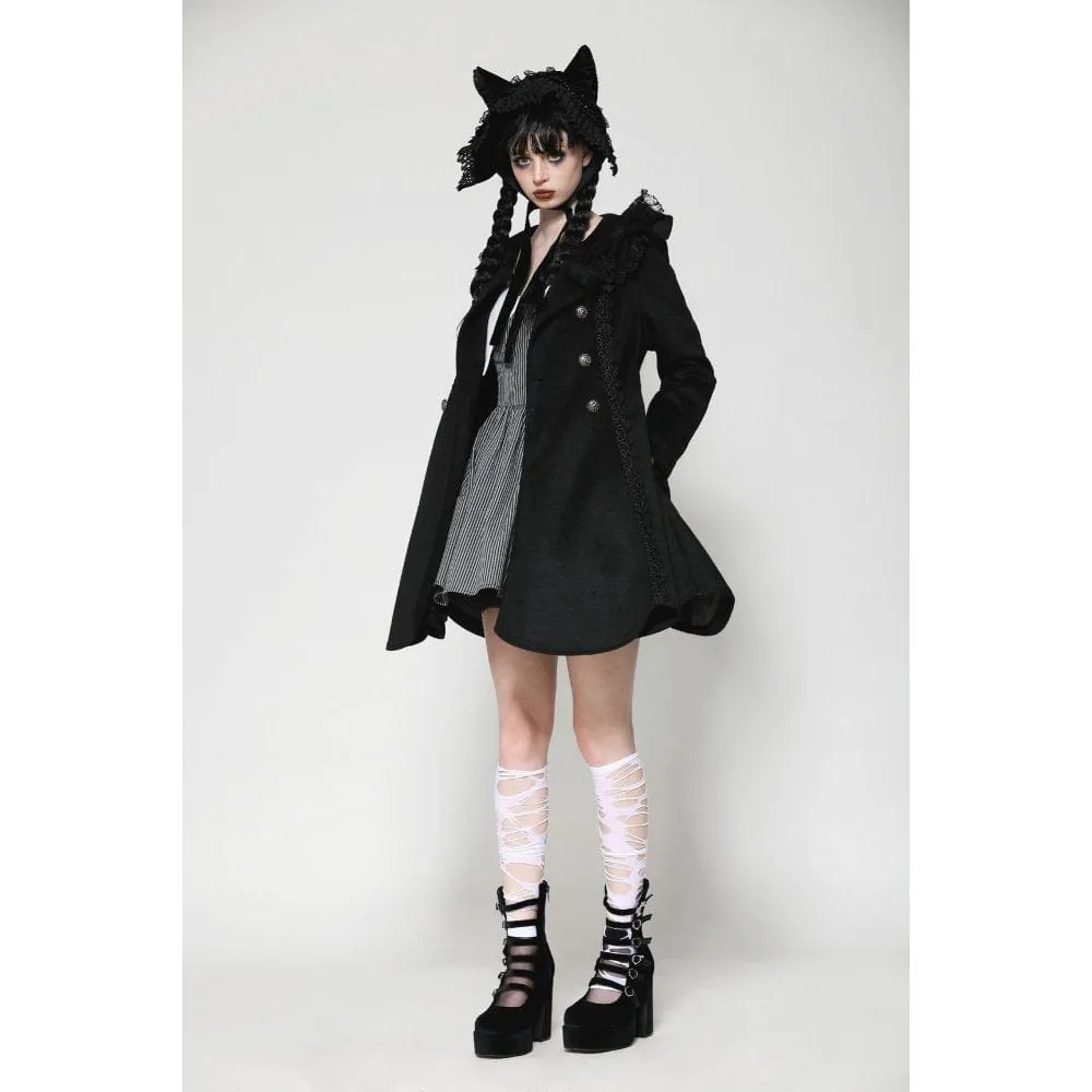 Women's Gothic Lolita Pleated Buttons Coat