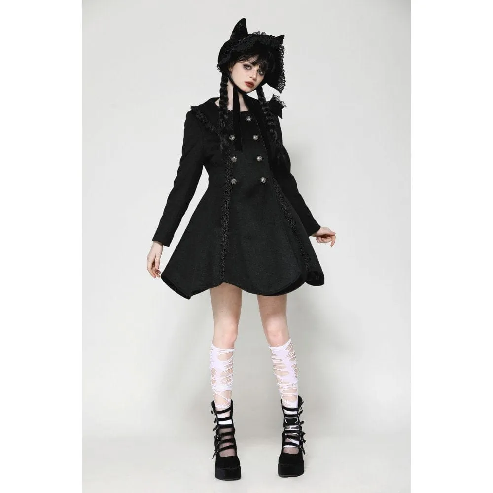 Women's Gothic Lolita Pleated Buttons Coat