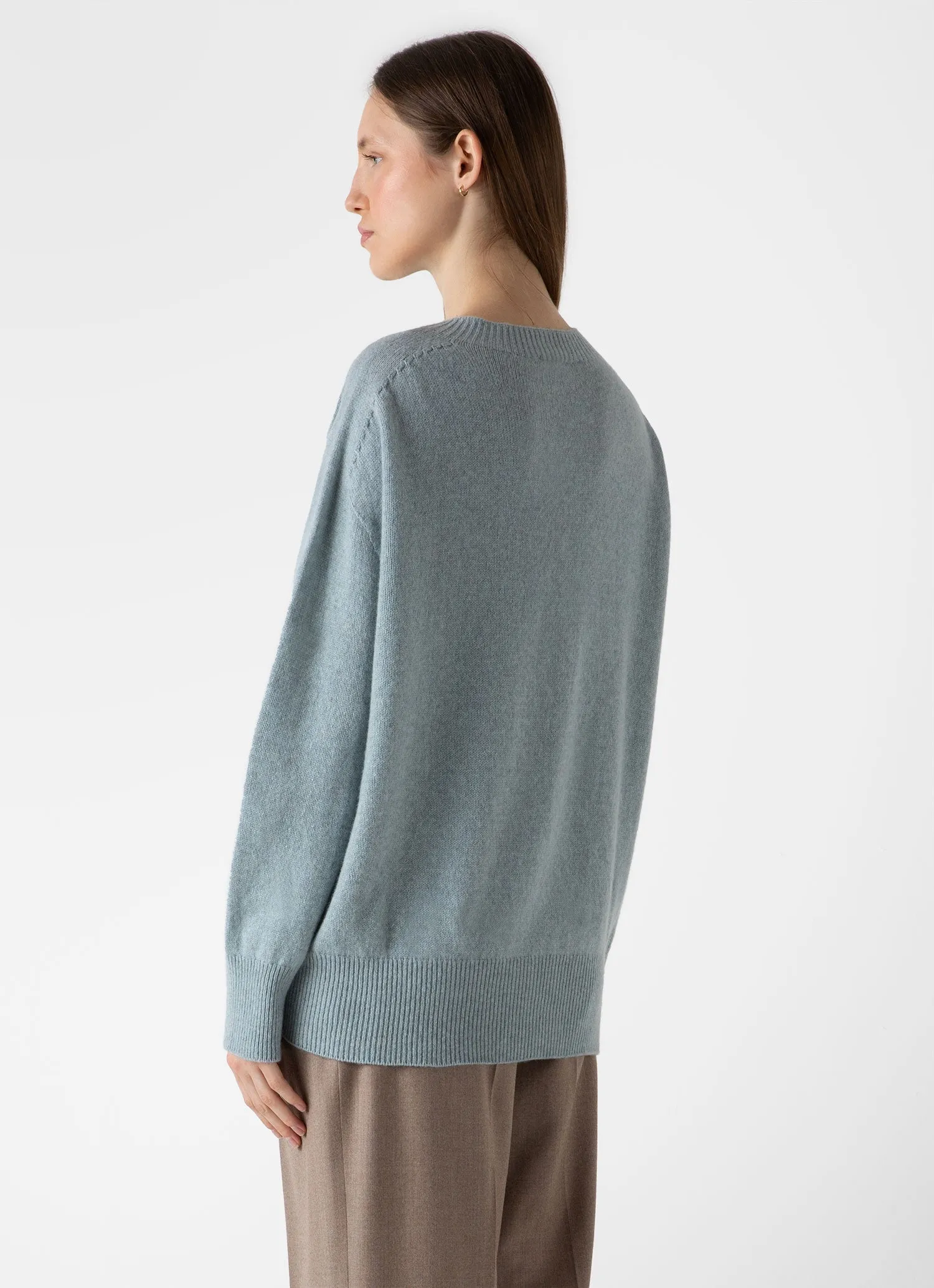 Women's Lambswool Crewneck Jumper in Blue Sage