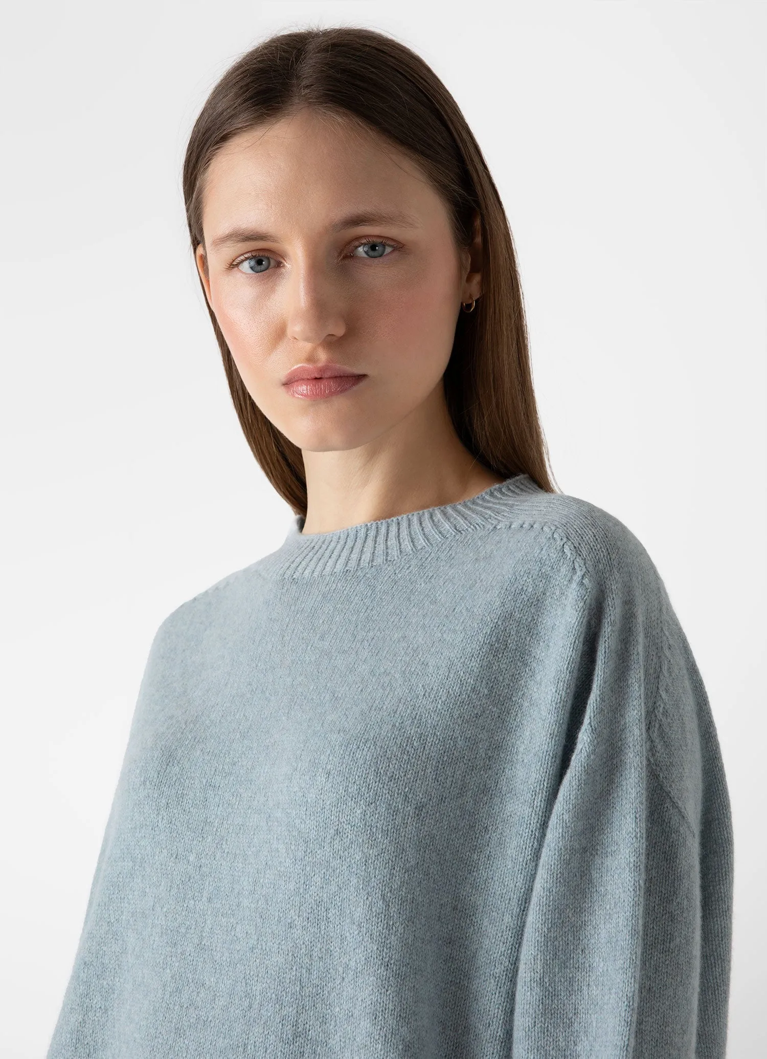 Women's Lambswool Crewneck Jumper in Blue Sage