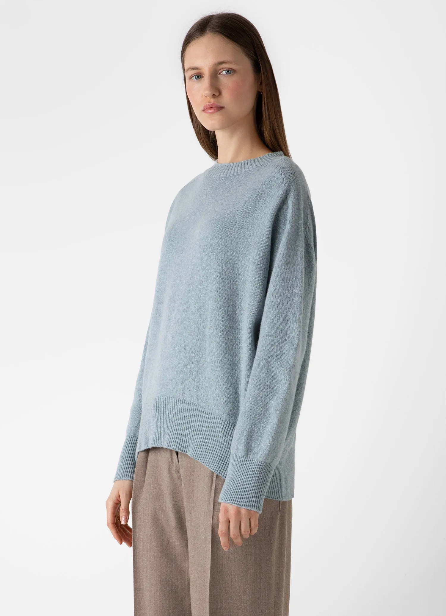 Women's Lambswool Crewneck Jumper in Blue Sage