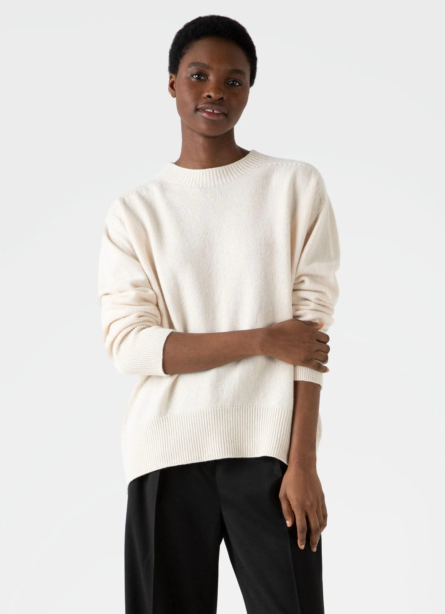 Women's Lambswool Crewneck Jumper in Ecru