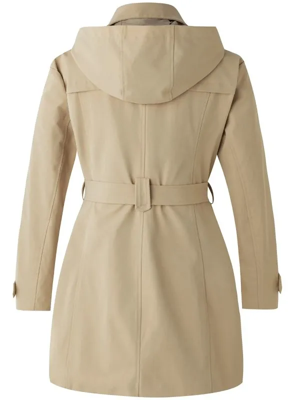 Women's Plus Size Double-Breasted Trench Coat with Belt